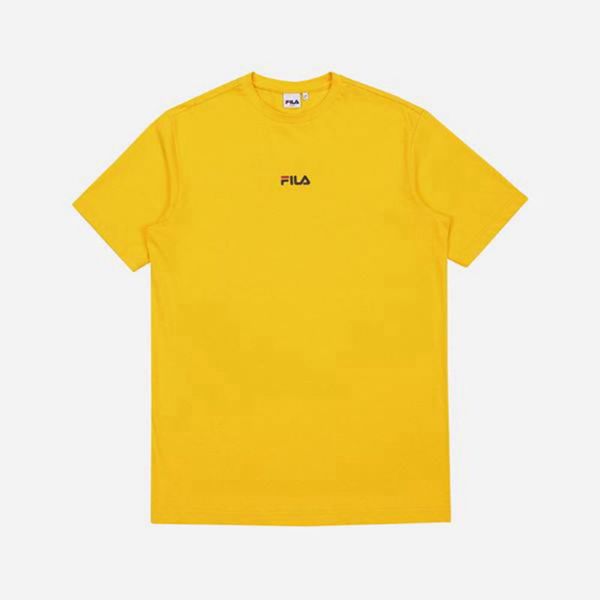 Fila Collage S/S Men's T-Shirts - Yellow,NZ 576-36742